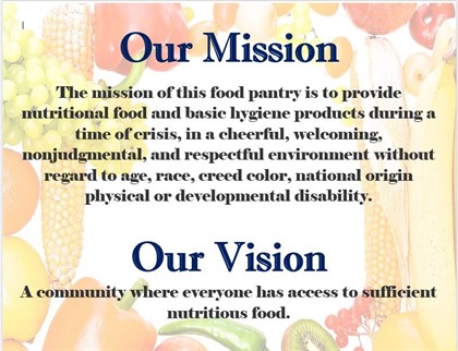 Food pantry mission & vision statement